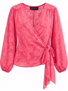 Lane Bryant Coral Burnout Tie Front Blouse Size 18